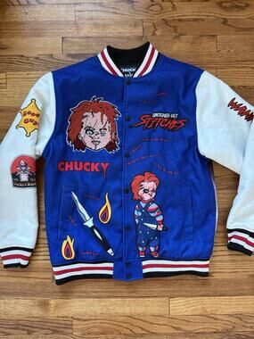 REASON X CHUCKY Collab Chucky Varsity Style Jacket Embroidered Size Large L